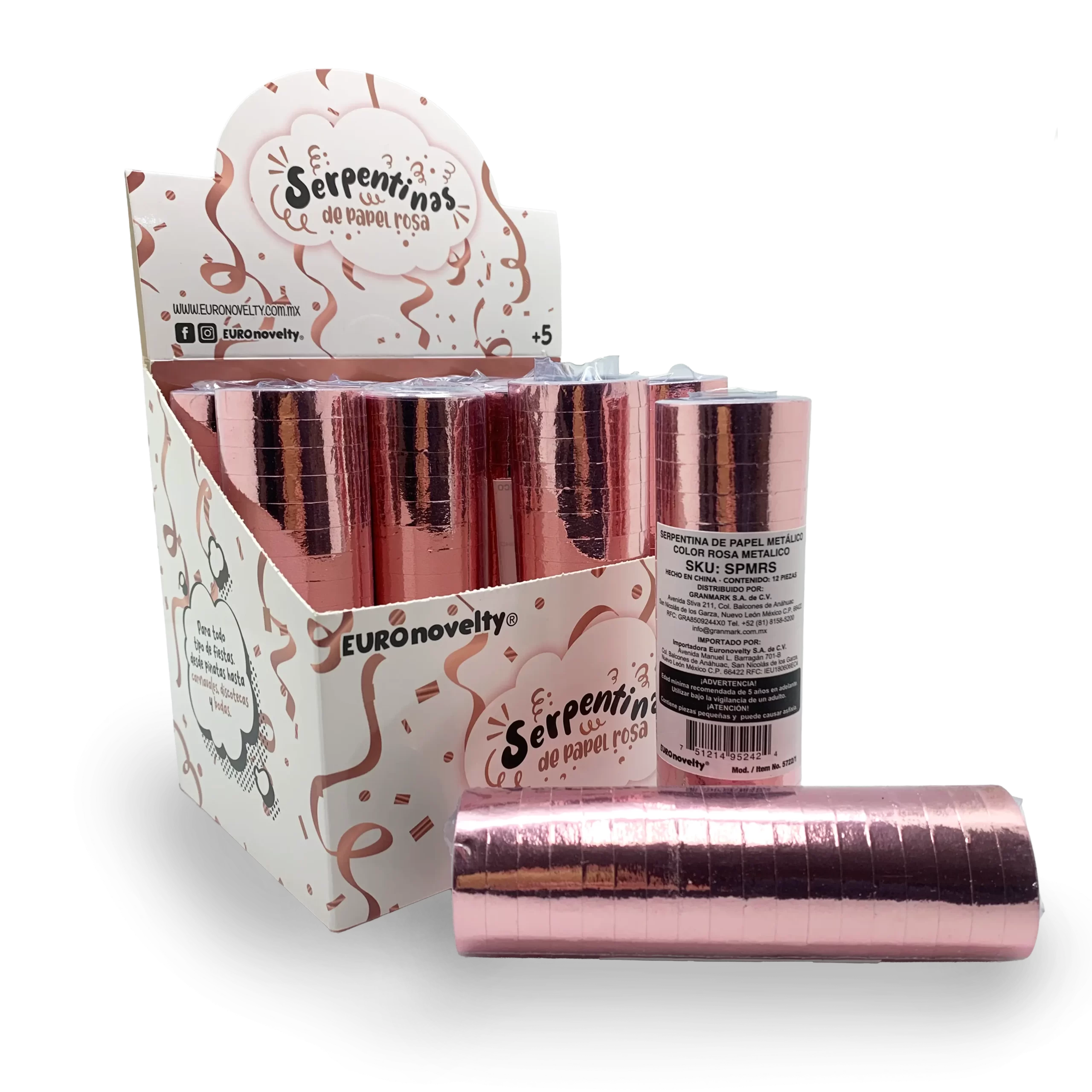 Display Serpentina de Papel Metálico Rosa